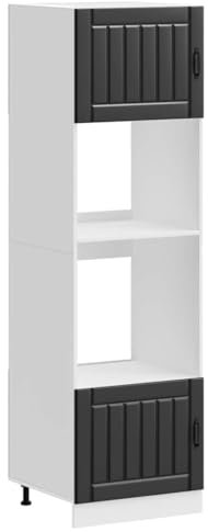 vidaXL - Kalmar Black Oven Cabinets - 2 Piece Engineered Wood Kitchen Storage Unit/Adjustable Feet/60x57x207 cm