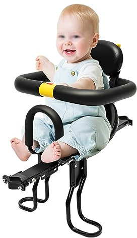 Coniaio Vordersitz für Fahrräder, Sicherheits-Fahrradsitz für Kinder mit Safety Belt, Fahrrad Baby Halterung für Mountainbike or Rennrad, bis zu 100kg