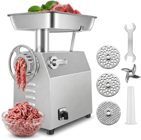 CVS2020.COM Heavy Duty Commercial Meat Mincer- A Series Size, High Grade 1800W Motor, Minces 350kg/h, Hygienic Stainless Steel Enclosure and Components (TK-32)