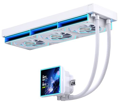 Jungle Leopard ProFlow SE Aio vattenkylning 360 mm med 4-tums LCD-skärm, 2 000 RPM ARGB PWM Infinity fläkt, för AM4/AM5& LGA1851/1700 (vit)