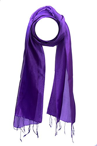 YSS Seidenschal 1 A Qualität Made in Thailand Einfarbig (30x163cm, Violett)