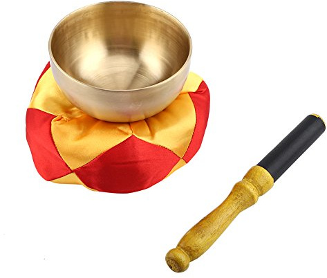 Bol chantant en laiton pour méditation, 1 set avec coussin et bâton, pour bouddhisme