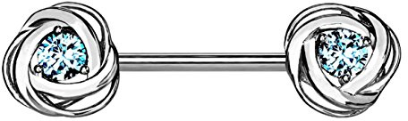 beyoutifulthings Brustwarzen-Piercing 2 ZIRKONIA Rosen Brust-Piercing Nippel-Piercing Edelstahl Silber Roségold Gold Stab 1,6mm 14mm