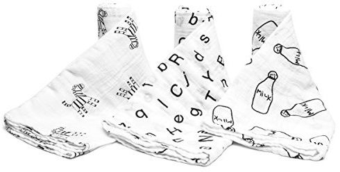 PEKITAS Mullwindeln extra groß | Musselin Decken aus 100% weicher und seidiger Baumwolle | Musselin-Tücher für Babys Qualität | atmungsaktive Wickeldecken und Wickeln 3er-Set: Serie Schwarz-Weiß