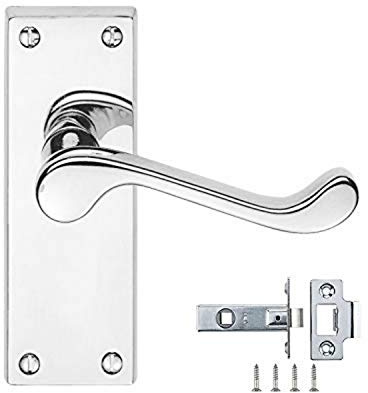 Golden Grace Victorian Scroll Latch Door Handles, 120mm x 40mm | Includes 6 pairs of lever handles with 63mm tubular latches, spindles, and screws for complete, hassle-free installation.