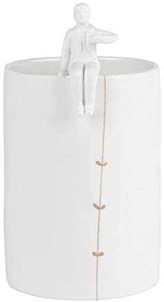Räder Porzellangeschichten Gärtner-Vase aus Porzellan in der Farbe Weiß, Maße: 10cm x 10cm x 18cm, 14404