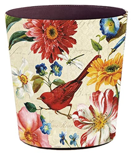 Lingxuinfo Poubelle de Style rétro Poubelle Décorative Poubelle Corbeille à Papier Poubelle pour Salle de Bain, Chambre à Coucher, Bureau et Plus Encore, Capacité 10 L 25cm Oiseau Rouge