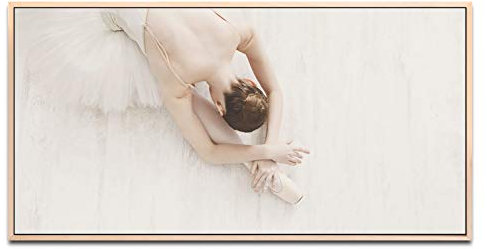 Ballerina ca. 130x70cm Wandbild inklusive Schattenfugenrahmen naturfarbend - Panorama Leinwand Bild XXL Format Wandbilder Wohnzimmer Wohnung Deko Kunstdrucke