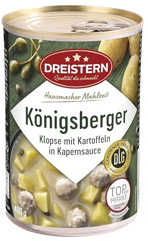 DREISTERN Königsberger Klopse 400g I Mit Kartoffeln in Sauce I Herzhaftes Fertiggericht in recyclebarer Konservendose I Lange Haltbarkeit dank natürlicher Konservierung I Hausmacher Qualität