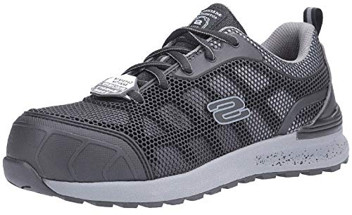 Skechers Dam Bulklin-Lyndale säkerhetssko, Svart textil syntetisk W grå trim, 39.5 EU