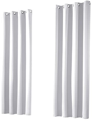heimtexland ® Thermo- Verdunkelungsgardine Ösenschal Vorhang Verdunkelnd Isolierend Blickdicht Verdunklungsvorhang HxB 245x135 Grau Weiß Typ139