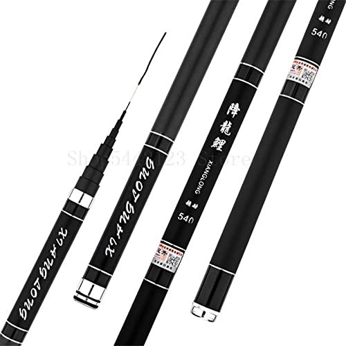 Angelrute Hohe Qualität Super Hard Carbon Faser Teleskop 19 Tunes Angelrute Süßwasser Hand Pol 3.6/4,5/5.4/6.3/7/8 / 9m Stream Pole Stipprute (Color : Black, Length : 8m)