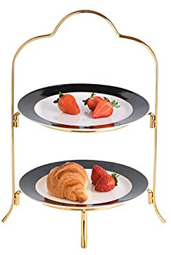 alzata per dolci Tavolo da dessert in ceramica di lusso in ceramica di lusso in ceramica di lusso a 2 strati eleganti dessert cupcake stand pasticceria serving vassoio per il tè party wedding complean