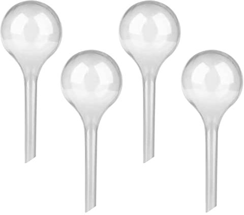 niCWhite Plant Watering Globes, 4Pcs Automatic Watering Bulbs Clear Self-Watering Globes Stakes Balls, Garden Flower Plant Self-Watering Waterers Devices for Indoor Outdoor
