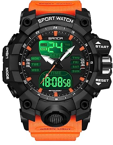 findtime Men's Digital Watches for Men, Sport & Tactical, Large Face, 5ATM Waterproof, Stopwatch, Countdown, Alarm, LED Backlight, Shockproof, Men's Outdoor Military Watch