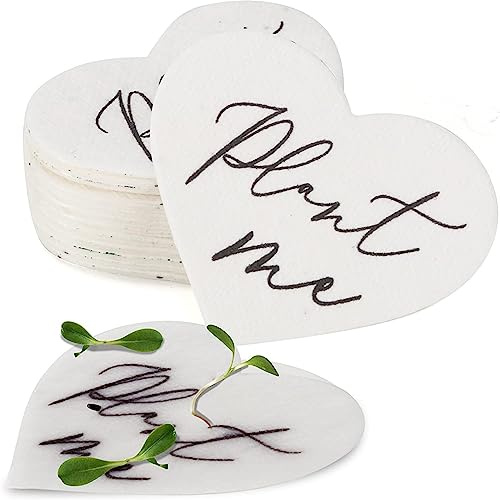 50 Plantable Wildflower Party Favor Paper, Ecological Heart Shaped Babyshower Favors for Guests - Bridal Funeral Memorial Plantable Gifts NO Cards