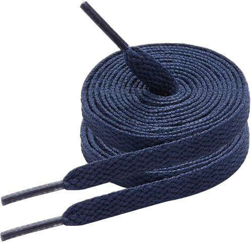 7STROBBS 2 Paia Lacci Scarpe Blu Navy da Sneakers,Stringhe Scarpe Piatti Blu Navy da Ginnastica Larghi 8mm per Alte Air Force 1,Navy Blue Shoelaces de Bambini e Adulti,140cm