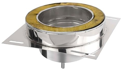 Edelstahl Kaminrohr Kondensatsammler Ofenrohr Doppelwandiges Rohr Heizung Rauchrohr Schornstein Abgasrohr Doppelwandig Isoliert Wandstärke 0,6mm (120/180mm, Kondensatsammler mit Platte)