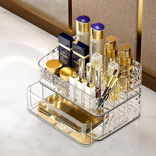Organizzatore di trucco, DUOJIN Contenitori Bagno per Makeup Skincare con Cassetti - Portatrucchi Grande Organizzatori Cosmetici in Plastica per Creme Pennelli Accessori da Donna