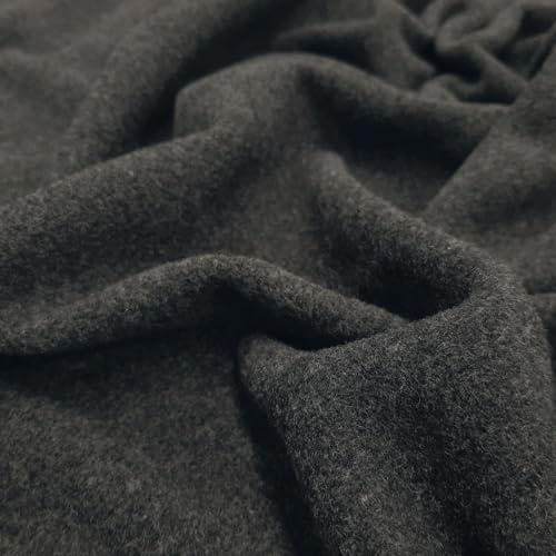 Mountain - Kaschmir Wollstoff, Mantelwolle, Velour – per Meter (Dunkelgrau-Melange)