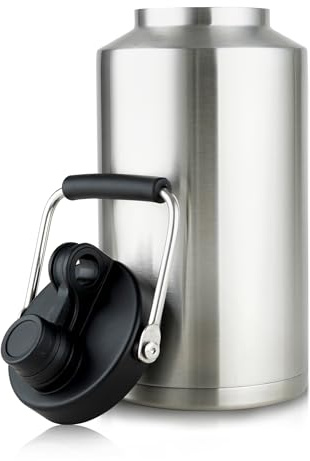 1 Gallon Water Bottle Insulated Stainless Steel Keeps Ice 48Hr, Large Water Gallon Jug Wide Mouth Leakproof Vacuum for Gym, Camping, & Construction Stainless Steels