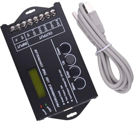TC420 Minuteur programmable à affichage LED RVB 5 canaux DC12-24 V