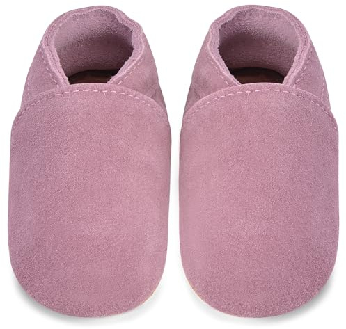 IceUnicorn Baby Lauflernschuhe Krabbelschuhe Baby Mädchen Jungen Lederpuschen Weicher Leder Wildledersohlen Lederschuhe Babys(Rosa, 12-18 Monate)