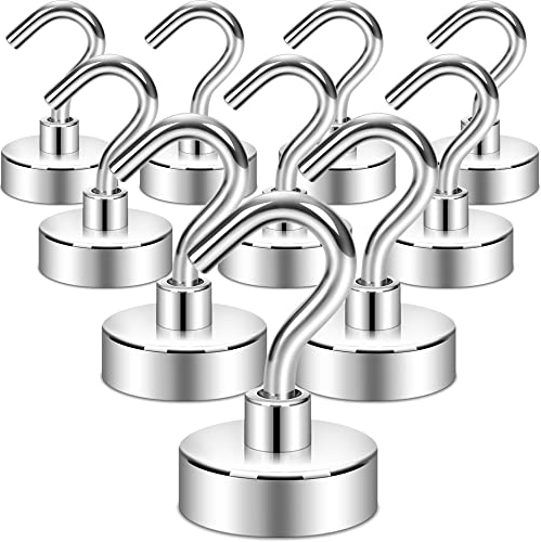 Neosmuk Lot de 10 crochet magnétiques, aimants de terre très résistants de 20 kg, cintre magnétique pour cabines