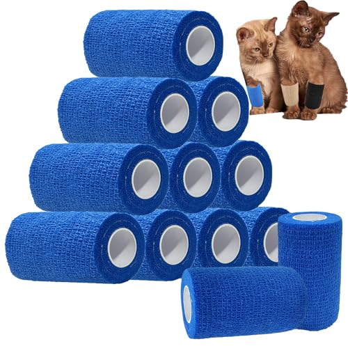 ANAMPION Selbstklebender Verband, 7.5cmx4.5m Non-Woven Selbsthaftende Bandage für Mensch und Tier, Flexibel Elastische Binde für Sport,Haustiere(Blau)