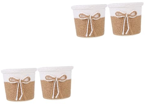 POPETPOP 4pièces Cache-Pots Papier Tressé pour Pots Décoratifs De Plantes Intérieurs pour Décoration De Maison Et Jardin