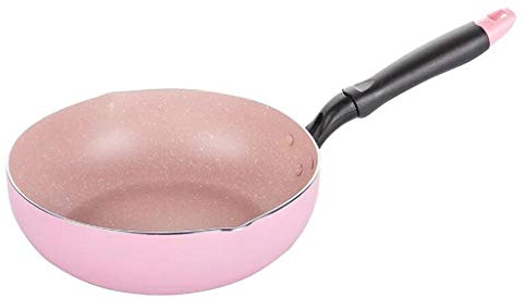 Amzheziyi Poêle antiadhésive Wok rose de 26CM, poêle à frire, poêle antiadhésive, utilisation générale pour cuisinière à gaz à Induction