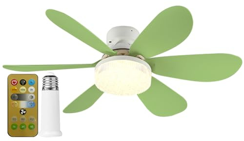 Fiorky Ventilatori da Soffitto con Luci e Telecomando, Ventilatore con Attacco E27 Base E27 42 cm Lampadina LED Ventilatore da Soffitto 3 velocità Dimmerabile for Camera da Letto Soggiorno C