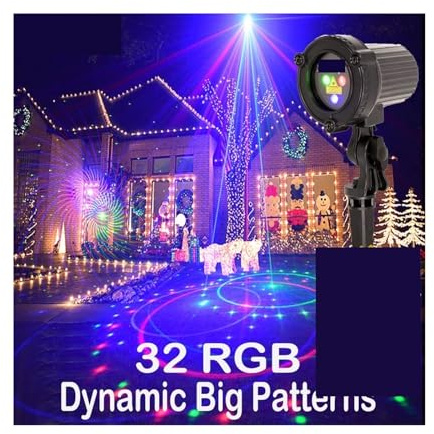 MEIVIYA Proiettore Natalizio per Esterni, Luci da Esterno Proiettore di Natale Capodanno Street Garden Decorat for la casa Cortile Casa Vacanze Punti statici(Dynamic 32 Patterns)