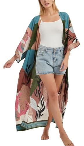 Women's Stylish Tie Dye Beach Kimono Cardigan Turkish Kaftans Swimsuit Bikini Cover up Beachwear