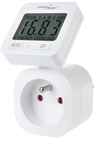 Green Blue Contatore di Corrente, Contatore di elettricità, Wattmetro digitale, Misuratore di energia,| Max: 3680 W, visualizza i kWh consumati e i costi (GB615 E)