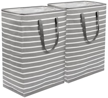 2 Stück Faltbarer wäschekorb,75 Liter Wäschesammler Schmal Wäschekorb Klein,Aufbewahrungskorb Laundry Baskets Wäschetonne für Badezimmer Wohnzimmer,60x40x34cm