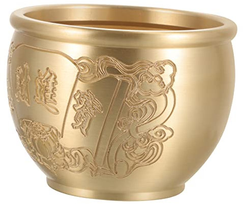 Warmhm Wealth-Promoting Ornaments Brass Treasure Basin Small Money Basin Home Decoration Offering Bowl for Office Table Decoration Treasure Bowl