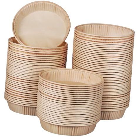 FELTECHELECTR 100pcs Mini Baking Tart Pans 4 Inch Round Paper Cups Gold Microwave Safe Oven Baking Cups for Small Pies and Quiches Home and Professional Use