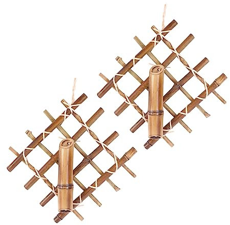 Zerodeko 2pcs Vintage Bamboo Decorative Pendant Wall Art Home Decor Wall Ornaments Flower Holder