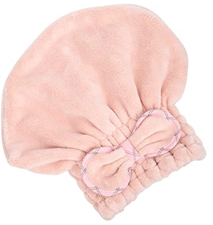 Haartrockenhaube aus Korallenfleece mit Schleife, Rosa, Damen | Schnelltrocknend, Saugstark, fürs Gesichtwaschen, für Wohnheim, nach Waschen Schnell Griffbereit