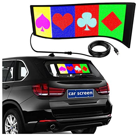 DMETE LED-Panel Flexibles LED-Matrix-Panel Tragbares Werbe-LED-Schild Benutzerdefinierte Wörter Programmierbare LED-Autoanzeige Weiches LED-Panel für Auto, Bar, Hotel, LKW(3296RGB 672X218MM)