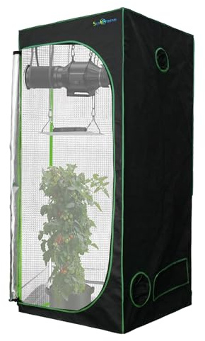 SunStream Tente de culture verte 120 x 60 x 150 cm, tente de culture pour intérieur, étanche et opaque, armoire avec fenêtre d'observation en mylar imperméable et bac de sol pour culture hydroponique