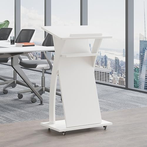 Mobiler Rednerpult-Podiumständer aus Holz mit Rädern – tragbarer Kanzelständer für Kirche, Konferenzraum, Empfangstisch, ideal für Reden und Präsentationen