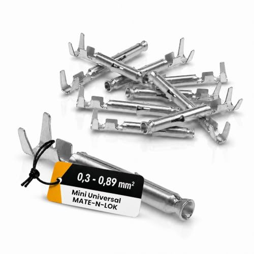 AMP 10x Mini Universal MATE-N-LOK Buchsenkontakt 0,3-0,89 mm² - Verzinkt | Präziser Crimpkontakt Universal für Elektro Steckverbinder - Sicherer Kabelstecker - Set für Elektroinstallation