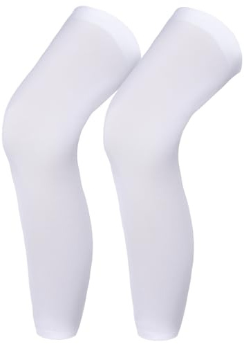 APLZGMG 1 paio di polsini per gambe a compressione, protezione solare UV, per ciclismo, corsa, basket, uomini e donne, bianco, M