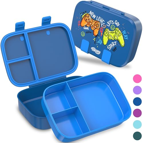 TAKWAY Brotdose Kinder mit Fächern - Bento Box Lunchbox BPA Frei - robust & leicht zu öffnen (Gaming)