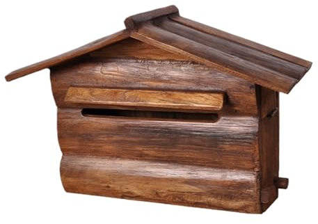 Buzón de Entrega de Pared, Estilo Vintage, de Madera, para decoración de Porche, hogar y Exterior (Bruin, 39,5 x 15 x 27 cm)