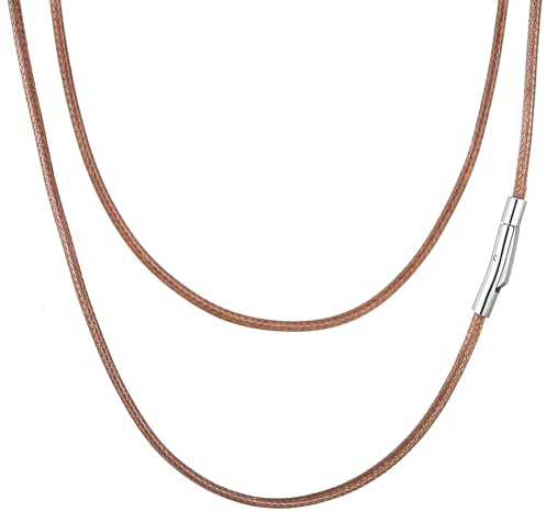AFSTALR Herrhalsband i läder med lås 2 mm/3 mm vattentät flätad ersättningskedja för hänge herrsmycken svart/brun flätad 16/18/20/22/24/26/28/30 tum, Fuskläder