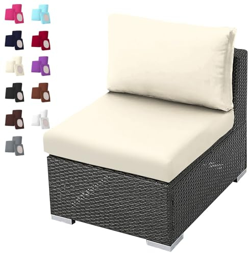 Fundas para cojines de sofá y sillas - Azul claro, blanco, negro, verde, azul, apto para muebles de ratán de 1 2 3 plazas para interior/exterior (Beige,S (60-65 cm/24-25,5 pulgadas))