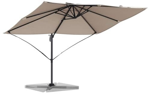 vidaXL Cantilever Roma Parasol Taupe and Black 352 x 251 x 260 cm, Garden and Terrace, Rectangular Rotatable UV-Resistant Cantilever Umbrella, Modern Outdoor Sunshade for Patio